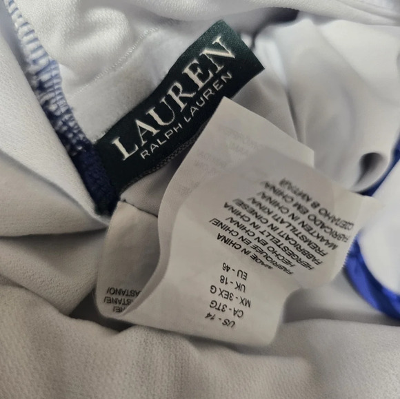 Ralph Lauren Blue Floral Underwire Tummy Control Bandeau Removeable One Piece 14 - Picture 9 of 16